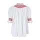 Scholl Women's Summer Blouse White with Pillar Box Red Hand Smocking